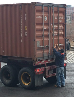 unloading a container